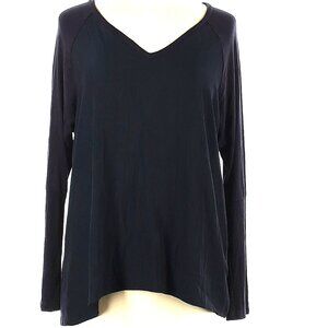 Lola & Sophie Size L Long sleeve v neck midnight blue blouse